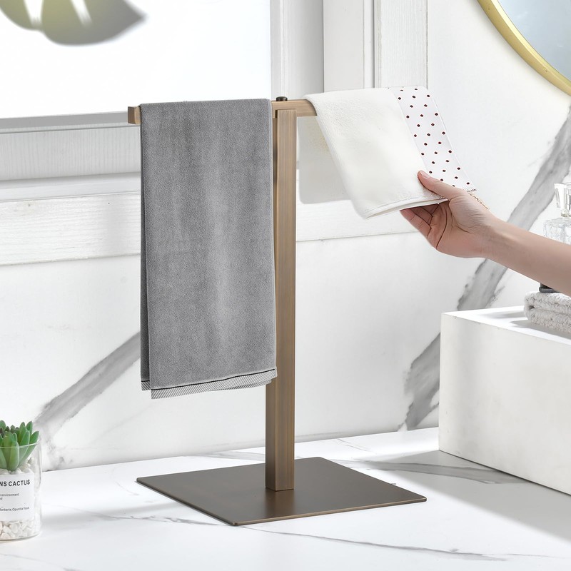 Hand Towel Holder Stand, Pure Brass Freestanding T-Shape Hand Towel