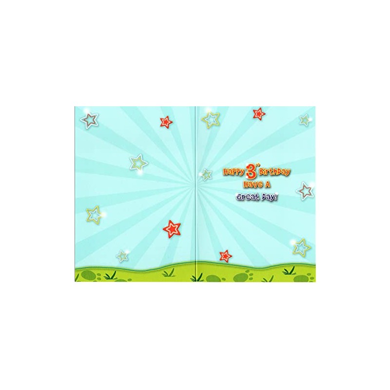 Dinosaur Birthday Card for 3rd Birthday. 3 Happy Birthday