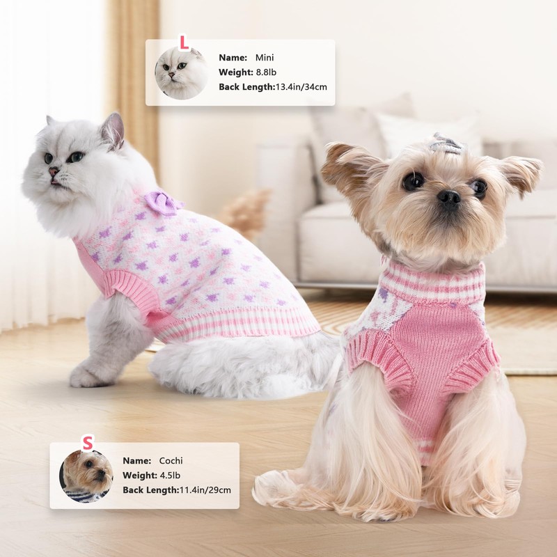 MengMengDa Dog Sweaters for Small Dog Cold Weather Valentines Day
