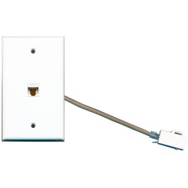 RiteAV - Single Gang Cat6 Rj45 Ethernet Wall Plate White with Extension Pigtail