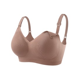 HOFISH Nursing Bras for Breastfeeding, AirZephyr Seamless Maternity Bra, Soft Breathable Nursing Bra for Pregnancy Beige