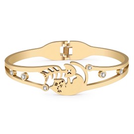 DOWAY Stainless Steel Gold Silver Plated Bangle Bracelets for Women Girls Jewelry Making Birthday Party Gifts, Medium, Stainless Steel, Rhinestone