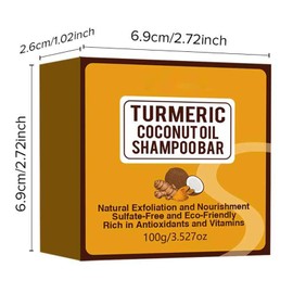 Hppsctink Shampoo Soap, 100 g Turmeric Coconut Oil Shampoo Soap, Anti-Hair Loss Shampoo Soap, Thickening & Moisturising Hair, Gentle Scalp Cleanser, Shampoos