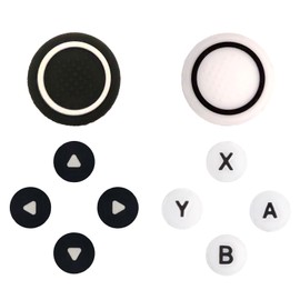 LEPEYMDA Cross D-Pad Button Caps Switch 2 Thumb Grip Caps Set, Creative Soft Joystick Covers Key Buttons Sticker Cover Caps Design for Switch 2 (Black & White)