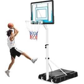 DWVO Basketball Hoop, Portable Basketball Hoop Outdoor, Easy Adjustable Pool Basketball Hoops & Goals for Indoor or Outdoor - Color: White & Blue