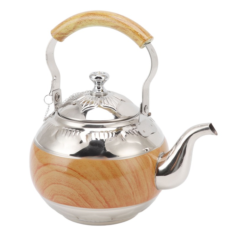 Tea Pot 1L Stainless Steel Thickened Strong Corrosion Resistant Silver