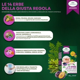 L'Angelica, Le 14 Erbe della Giusta Regola, Integratore Alimentare Per la Regolarità del Transito Intestinale, Con Senna, Prugna, Cascara, Senza Lattosio, Vegano, 1 Confezione da 75 Compresse