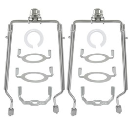 Jiozermi 2 Pack 7 8 9 10 inch Lamp Shade Harp Holder Adapter Kit, Adjustable Lamp Harp and Finial,Fit 3/8" Standard Saddle and E14 E26 E27 Light Base UNO Fitter Adapter Converter Finial Set(Nickel)