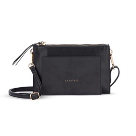 Expatrié Isabelle Women's Shoulder Bag, Elegant Clutch and Crossbody Bag with Removable Shoulder Strap, Flat and Small Handbag for Weddings and Going Out, black