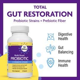 InnovixLabs Multi Strain Probiotic Supplement - 50 Billion CFU, Adult Probiotics for Women & Men for Digestive, Gut Health, IBS - Lactobacillus Acidophilus Prebiotics and Probiotics Pills, 60 Capsules