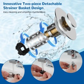 Hibbent Universal Bathroom Sink Plug Stopper Wash Basin Core Bounce Pop Up Drain Filter