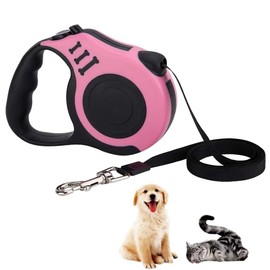 Retractable Dog Lead, Extendable Dog Lead for Small, Medium and Large Dogs, Pink, 3 Metres