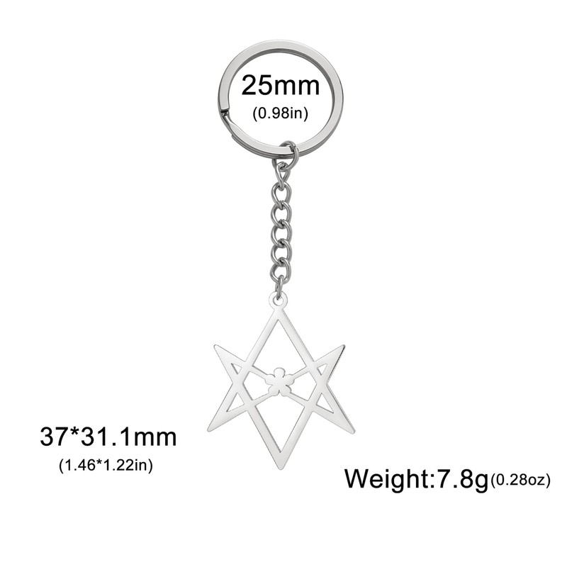 EUEAVAN Unicursal Hexagram Symbol Keyring 6-Pointed Star Key Ring Occult