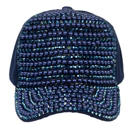 TOP HEADWEAR Pearl Rhinestone Bling Baseball Cap - Navy