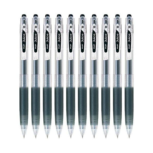 Pilot Juice 038 Retractable Gel Ink Pen (LJU-10UF), Ultra Fine Point, 0.38mm, Black Ink, Set of 10
