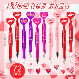 Sherr Valentine's Day Heart Shaped Pens Bulk 1 mm Black Gel Ink Rollerball Heart Pens for Valentine's School Classroom Exchange Party Favor Supplies(120 Pcs)