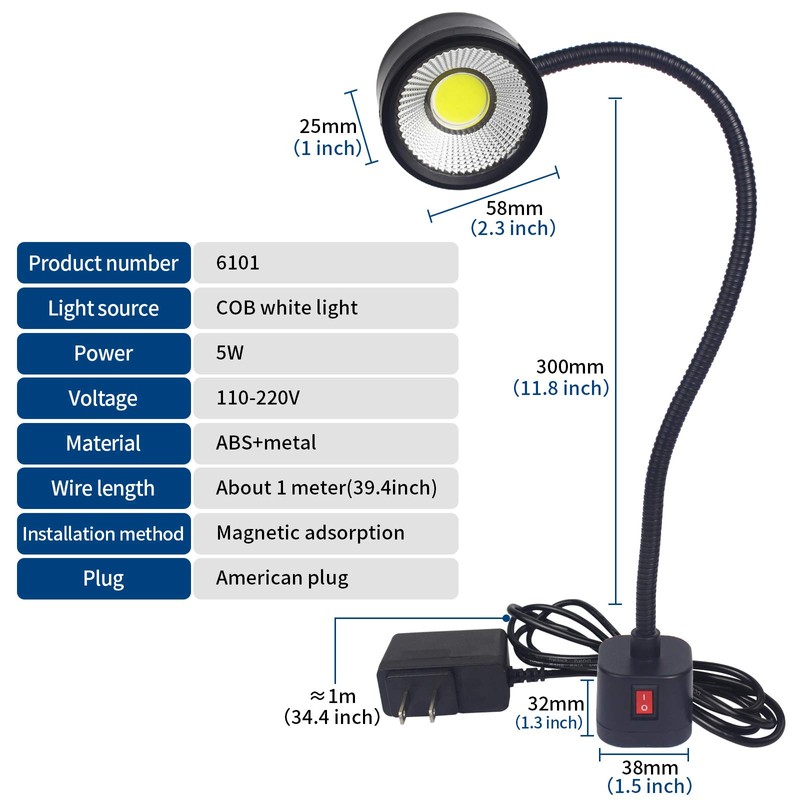 Led Magnetic Work Light 300mm Flexible Gooseneck lamp 500 Lumens