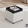CHITA Storage Ottoman Cube with Tray Lid, Small Footstool with
