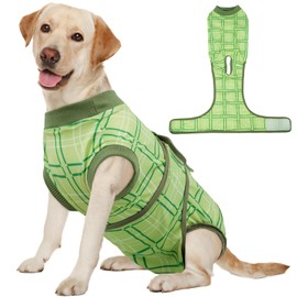 Kuoser Dog Recovery Suit for Female Male Dogs, Post-Surgery Bodysuit for Spay Neuter, Dog Onesie After Surgery, Anti-Licking Pet Surgical Recovery Suit, Green L