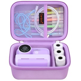 Canboc Camera Case Compatible with Anchioo/Dylanto Instant Print Camera, Toddler Digital Video Cameras Bag fit Print Paper, Colorful Pen, USB Cable, Purple (Case Only)