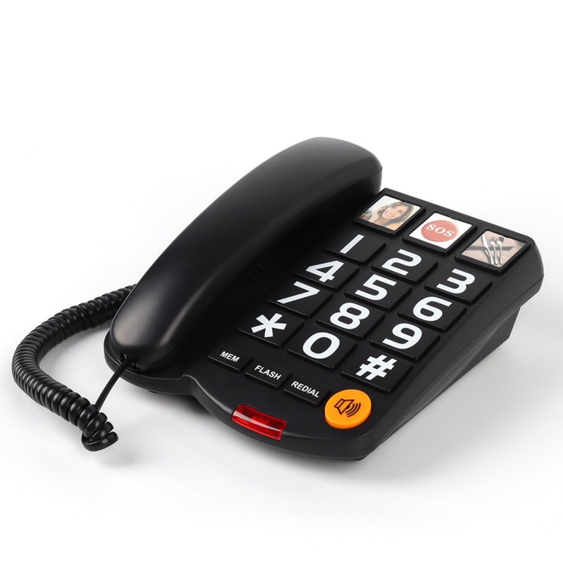 EBTOOLS Teléfono con Cable de Botón Grande con Timbre Extra