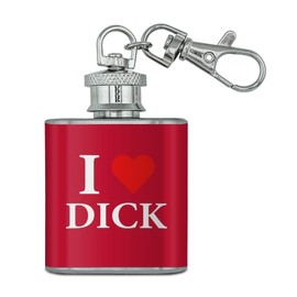 I Love Dick Heart Stainless Steel 1oz Mini Flask Key Chain