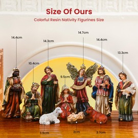 Alupssuc Nativity Set for Christmas, 10 Pieces 5.9 Inches Hand-Painted Resin Figurines for Christmas Nativity Scene Tabletop Holidays Home Decoration, Perfect Choice for Collection and Gifts