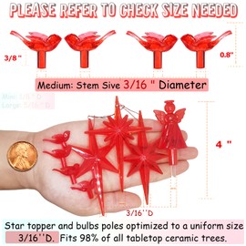 117Pcs Ceramic Christmas Tree Red Cardinal Bird Replacement Lights Bulbs and 1 Angel/3Stars Topper Ornament for Ceramic Tree Décor - Medium Plastic Pegs.