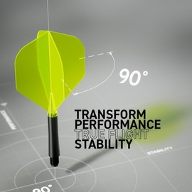 RED DRAGON Darts - Nitro Flite Integrated Flights & Shafts System - No.2 Shape and Design - Black & Transparent Colour, Short Length