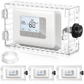 Tellegloww 4 Pcs Thermostat Lock Box with Combination Lock Large Clear Thermostat Cover Guard Lock Box for Thermostat on Wall 6.5" H x 4.6" W x 1.97" D or Smaller