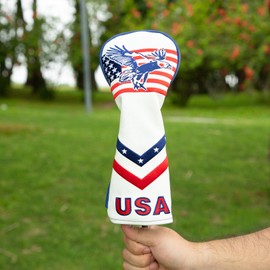 Golf Club Cover USA Eagle Putter Cover Driver Covers Fariway Wood Headcover Hybrid Cover Blade Putter Headcover Leather Golf Headcovers for All Brand (for Fariway Wood)