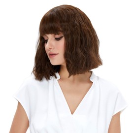 STfantasy brown wig for women Curly Bob Wig Short Wavy Shoulder Length Synthetic Hair for Lady Girl Costume Cosplay Daily anime wig