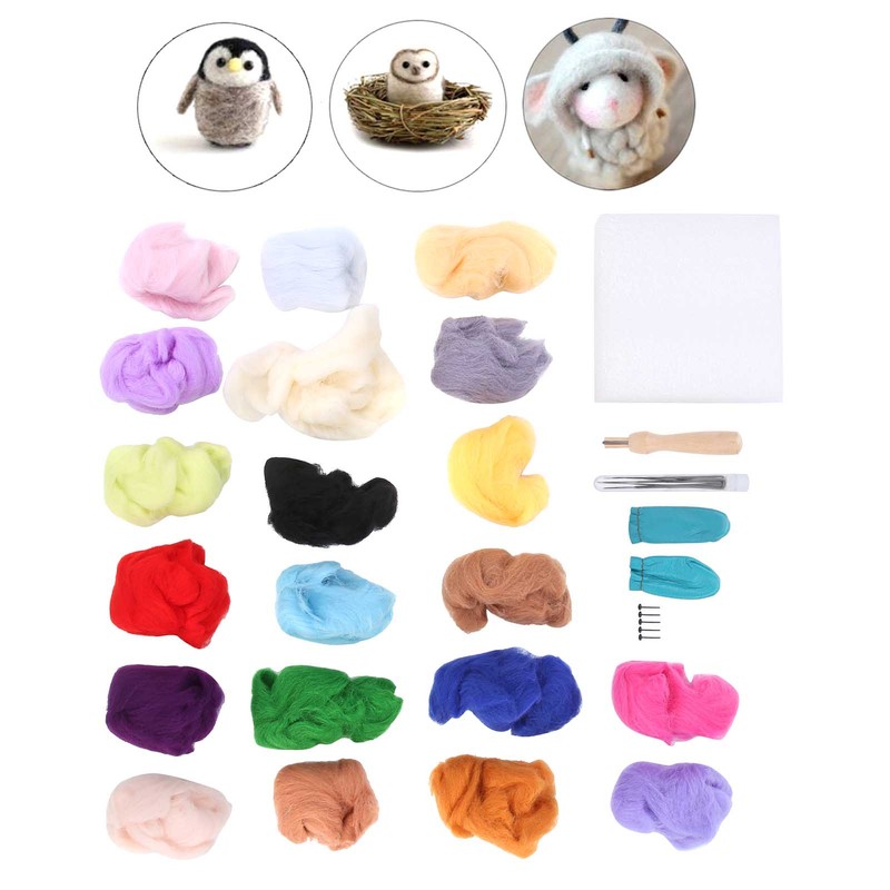 Needle Wool Felt Kit 20 Colors 5g Felting Supplies Tools