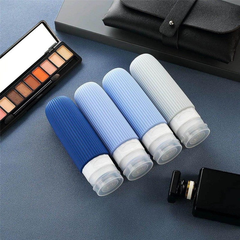 Juego de 4 Botellas de Viaje de Silicona,con Etiqueta Recipientes