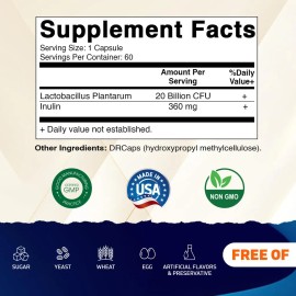 Vitamatic Lactobacillus Plantarum 20b Cfu 60 Cápsulas