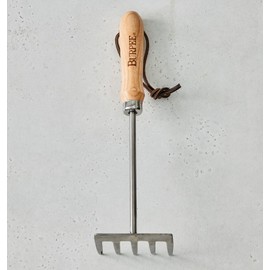 Burpee 11" Stainless Steel Tine Cultivator Durable Long Lasting Garden Tool Leather Wrist Strap Rake, 10 Year Warranty, Oak