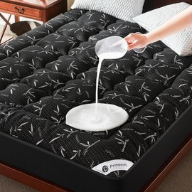 PRIMESOFT 100% Waterproof Full Size Mattress Topper, Thick Pillow Top Mattress Pad，Up to 23 Inch Deep Pocket,Soft Breathable Mattress Pad for Back Pain, Protector Cover(Black)