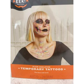 Hyde And Eek! Glow Skeleton Temporary Tattoos  for Ages 6+ for face and neck