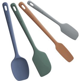 ChefAide 4 Pieces Silicone Spatula Set, Food Grade Rubber Spatula, Upgrade Strong Handle with Ergonomic Grip, Heat Resistant for Nonstick Cookware, Cooking