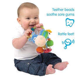 Playgro Playgro 101145 Plüschrassel Pferd, Lernspielzeug, Ab 3 Monaten, BPA-frei, Playgro Toy Box Pferd Klipp Klapp, Blau/Bunt, 40016, Größe: 15 x 6 x 20 cm , 1 Stück