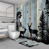 MYUSRE Rustic Cabin Deer Shower Curtain Set with Bathroom Rugs,