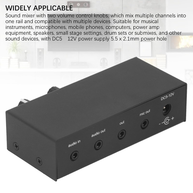 Stereo Sound Preamp, Microphone Headphone Amplifier with 3 Ports, Professional