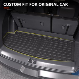 powoq Trunk Mat Backrest Mat Compatible with 2018-2024 Chevy Traverse Trunk Liner TPE Cargo Liner Replacement for 2018 2019 2020 2021 2022 2023 2024 Chevy Traverse Accessories (Trunk Mat+Backrest Mat)