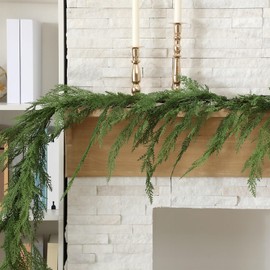 Jutom Christmas Cedar Garland - Artificial Realistic Faux Greenery Cedar Pine Garland for Home Fireplace, Door, Window, Indoor & Outdoor Christmas Party Decoration(1 Pcs,12 ft)