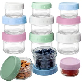 stablerice 3 Sizes of Salad Dressing Container To Go Glass Small Condiment with Lids,Sauce Cups Mini Condiment Dip Jars with Lids,Leakproof Reusable for Lunch Box Accessories,2,3 & 4 oz, Set of 12