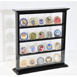 sfDisplay.com, Factory Direct Display Cases 4 Shelves Military Challenge Coin Curio Stand Rack w/UV Protection Viewing from both side, Black