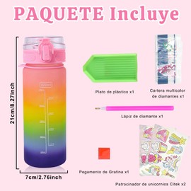 Kit de Manualidades para Niña，Kit de manualidades DIY con temática de sirena y unicornio para Niña，DIY botella de agua para pintar diamantes y pegatinas de diamantes para niños，Regalos de Manualidades para Niñas de 5 a 12 años, Cumpleaños y Navidad(Color 