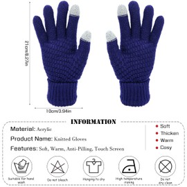 Womens Winter Touchscreen Gloves for Cold Weather, Soft Fleece Lined Gloves Winter Thermal Knit Gloves (Dark Blue)