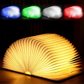 GOMETY GOMETY H?lzerne Faltende Buchlampe, 21x17x2.5cm LED Buch Licht Dekorative USB Aufladbare 5 Farbmodi 360Faltbar Deko Lampen Buchformig Nachtlicht fr Geschenk Freundin Kinder Eltern Home Decor