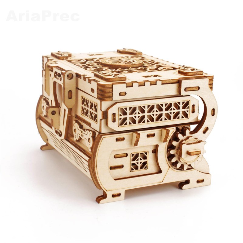 3D Wooden Mechanical Jewellery Box Puzzle - Antique Treasure Box